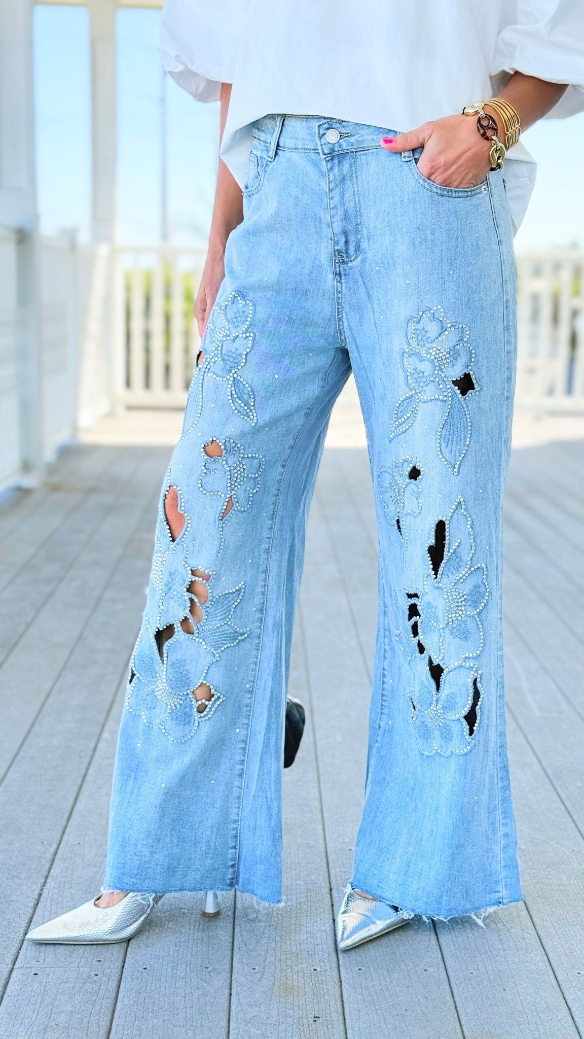 Embroidered Bloom Jeans