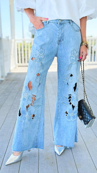 Embroidered Bloom Jeans
