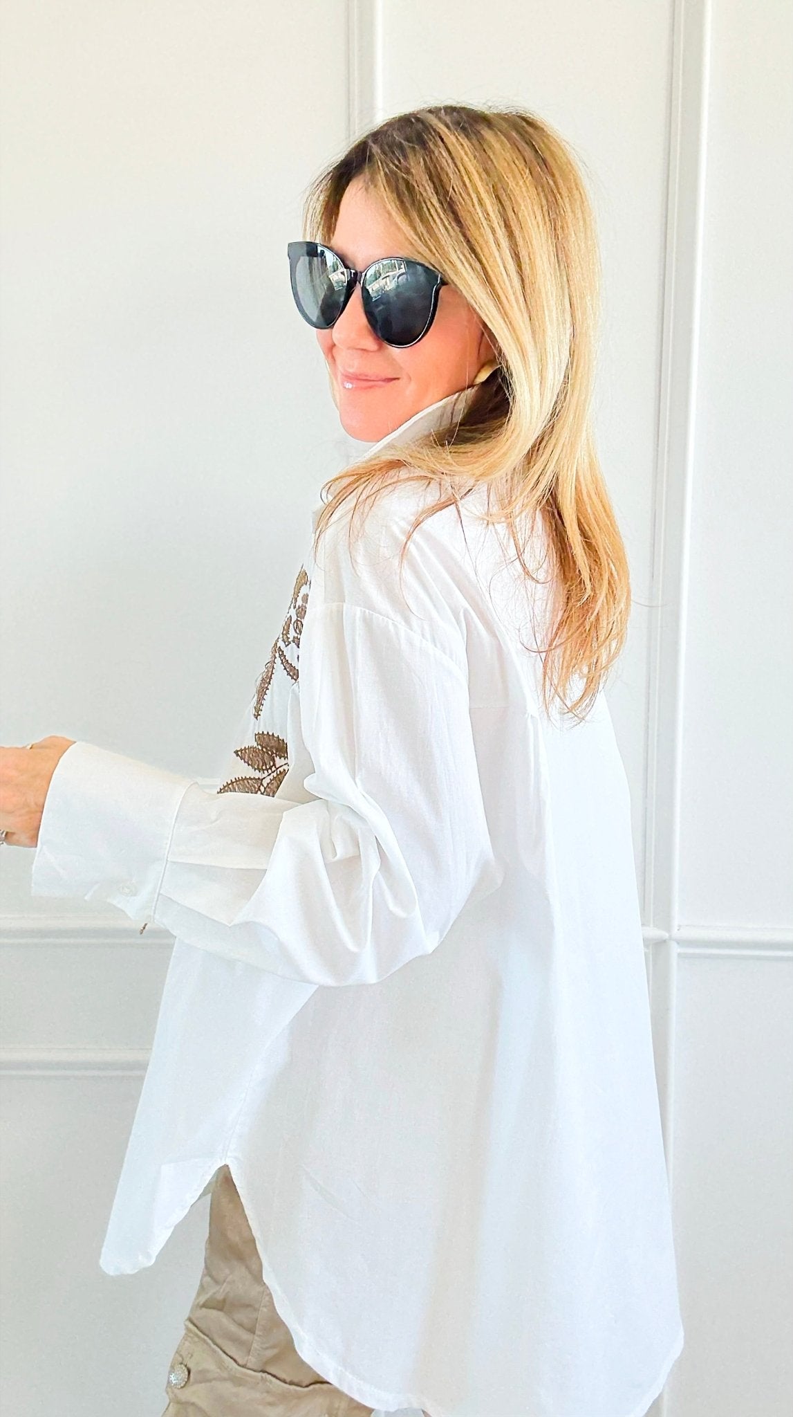 Embroidered Illusion Italian Woven Top-110 Long Sleeve Tops-TATTOO Z-Coastal Bloom Boutique, find the trendiest versions of the popular styles and looks Located in Indialantic, FL