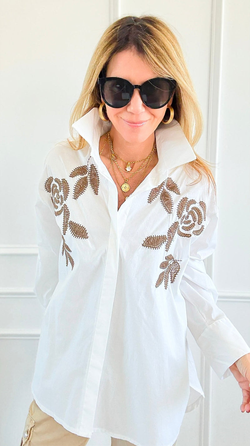 Embroidered Illusion Italian Woven Top-110 Long Sleeve Tops-TATTOO Z-Coastal Bloom Boutique, find the trendiest versions of the popular styles and looks Located in Indialantic, FL
