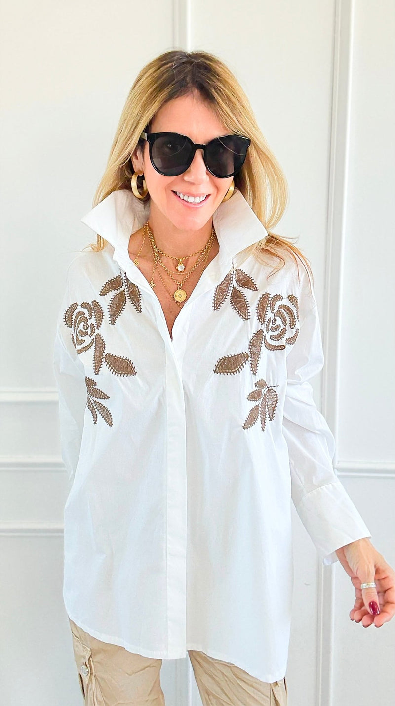 Embroidered Illusion Italian Woven Top-110 Long Sleeve Tops-TATTOO Z-Coastal Bloom Boutique, find the trendiest versions of the popular styles and looks Located in Indialantic, FL