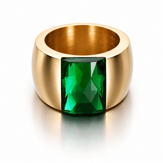 Emerald Faceted Band Ring
