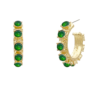 Evening Glow Hoop Earrings - Dark Emerald-230 Jewelry-GS JEWELRY-Coastal Bloom Boutique, find the trendiest versions of the popular styles and looks Located in Indialantic, FL