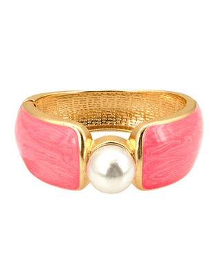 Enamel & Pearl Accent Cuff Bracelet