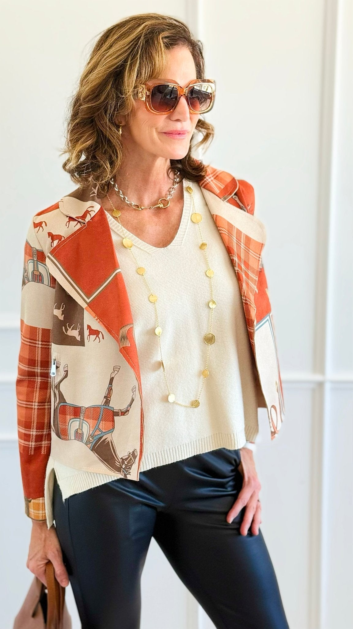 Equestrian Affair Italian Crop Jacket-160 Jackets-VANESSA-Coastal Bloom Boutique, find the trendiest versions of the popular styles and looks Located in Indialantic, FL