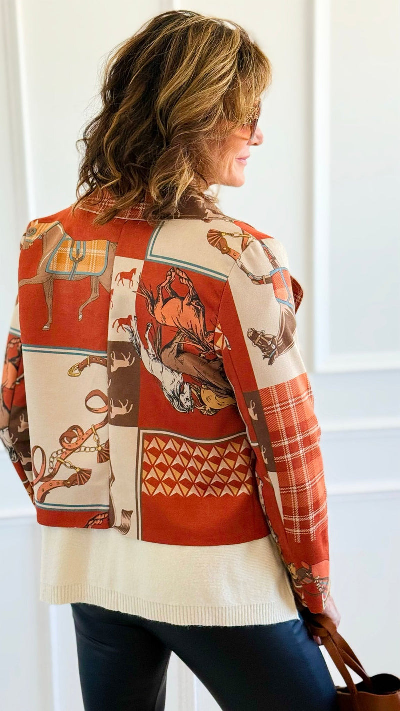 Equestrian Affair Italian Crop Jacket-160 Jackets-VANESSA-Coastal Bloom Boutique, find the trendiest versions of the popular styles and looks Located in Indialantic, FL