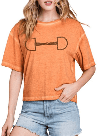 Equestrian Chic Graphic Tee - Orange