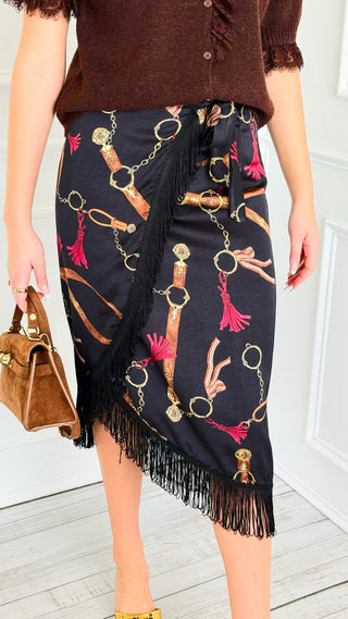 Equestrian Tassel Wrap Italian Skirt