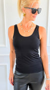 Essential Everyday Reversible Fitted Top - Black-100 Sleeveless Tops-YELETE-Coastal Bloom Boutique, find the trendiest versions of the popular styles and looks Located in Indialantic, FL
