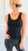 Essential Everyday Reversible Fitted Top - Black-100 Sleeveless Tops-YELETE-Coastal Bloom Boutique, find the trendiest versions of the popular styles and looks Located in Indialantic, FL