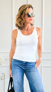 Essential Everyday Reversible Fitted Top - White-100 Sleeveless Tops-YELETE-Coastal Bloom Boutique, find the trendiest versions of the popular styles and looks Located in Indialantic, FL