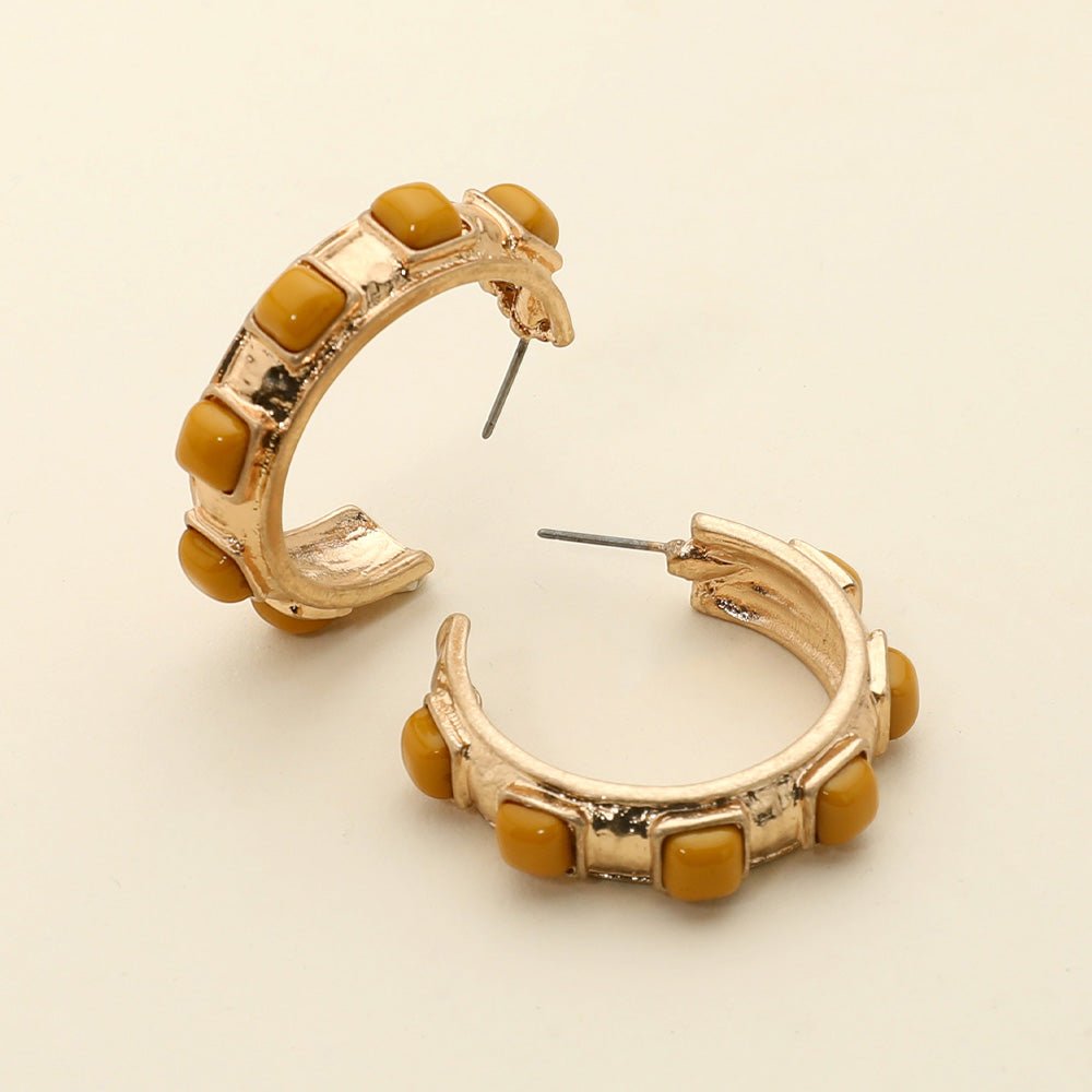 Eternal Grace Hoops Earrings - Mustard-230 Jewelry-NYW-Coastal Bloom Boutique, find the trendiest versions of the popular styles and looks Located in Indialantic, FL