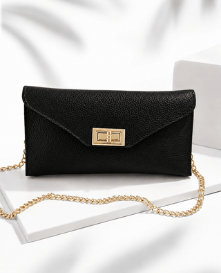 Evening Escape Italian Leather Bag- Black