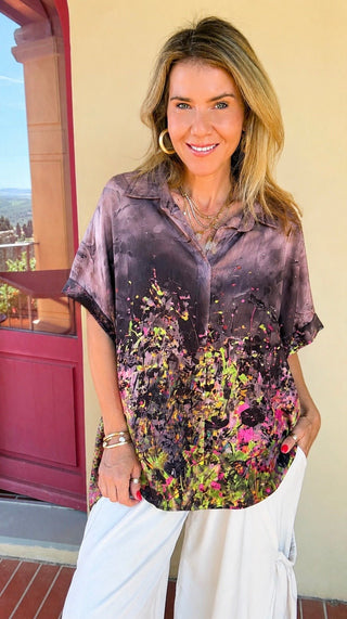 Evening in Bloom Italian Button Down Top