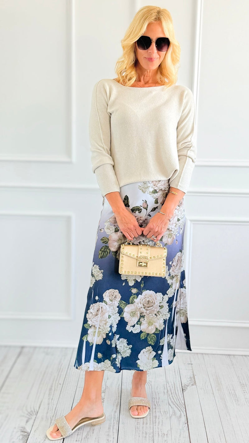 Evening Petal Satin Skirt-170 Bottoms-Origami Fashion Inc-Coastal Bloom Boutique, find the trendiest versions of the popular styles and looks Located in Indialantic, FL