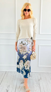 Evening Petal Satin Skirt-170 Bottoms-Origami Fashion Inc-Coastal Bloom Boutique, find the trendiest versions of the popular styles and looks Located in Indialantic, FL