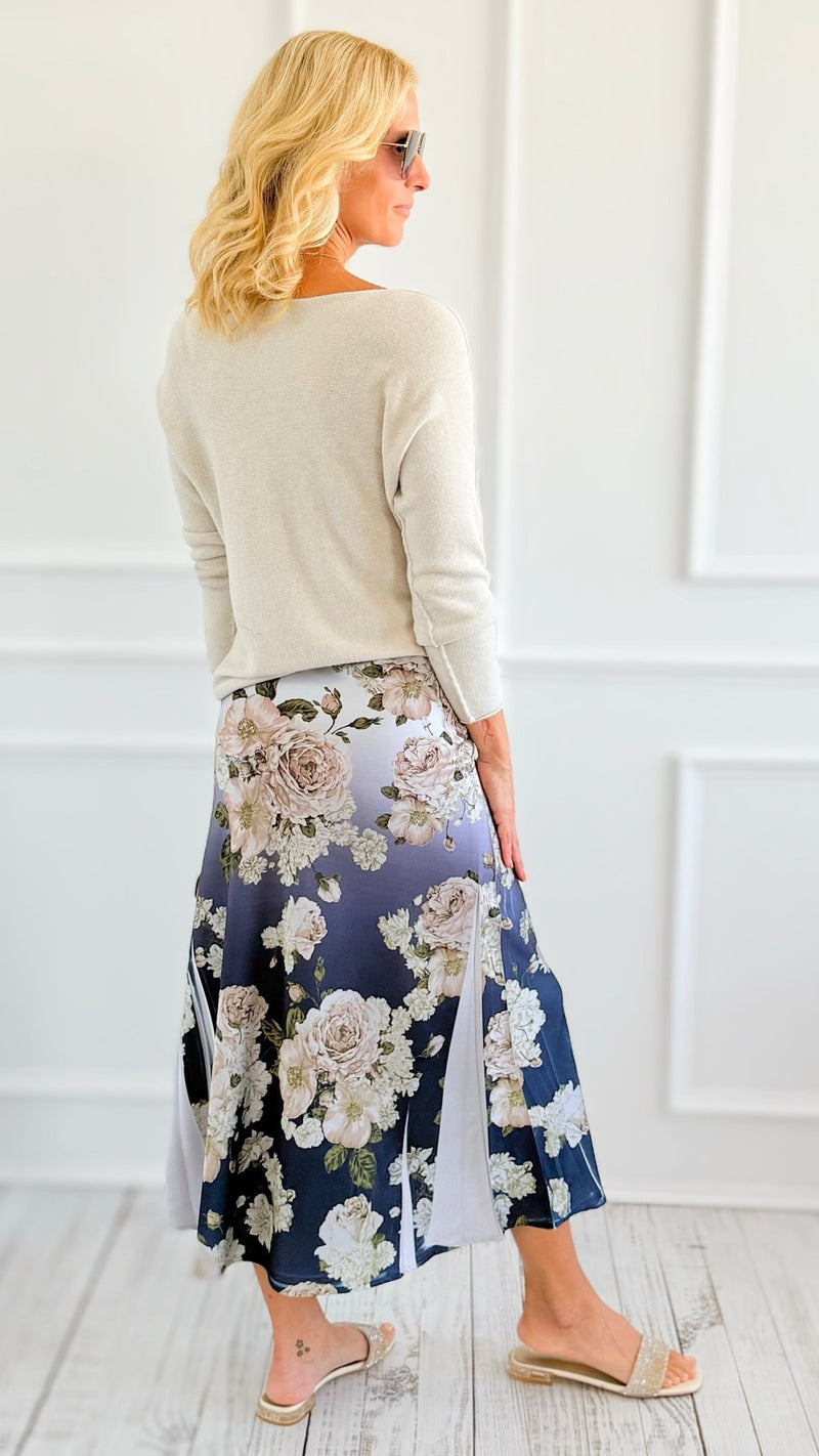 Evening Petal Satin Skirt-170 Bottoms-Origami Fashion Inc-Coastal Bloom Boutique, find the trendiest versions of the popular styles and looks Located in Indialantic, FL