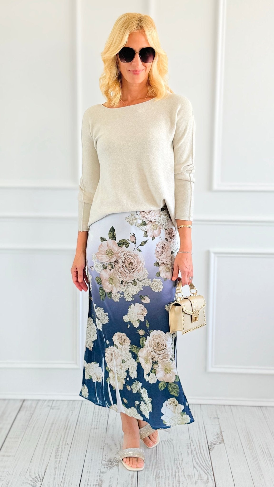 Evening Petal Satin Skirt-170 Bottoms-Origami Fashion Inc-Coastal Bloom Boutique, find the trendiest versions of the popular styles and looks Located in Indialantic, FL