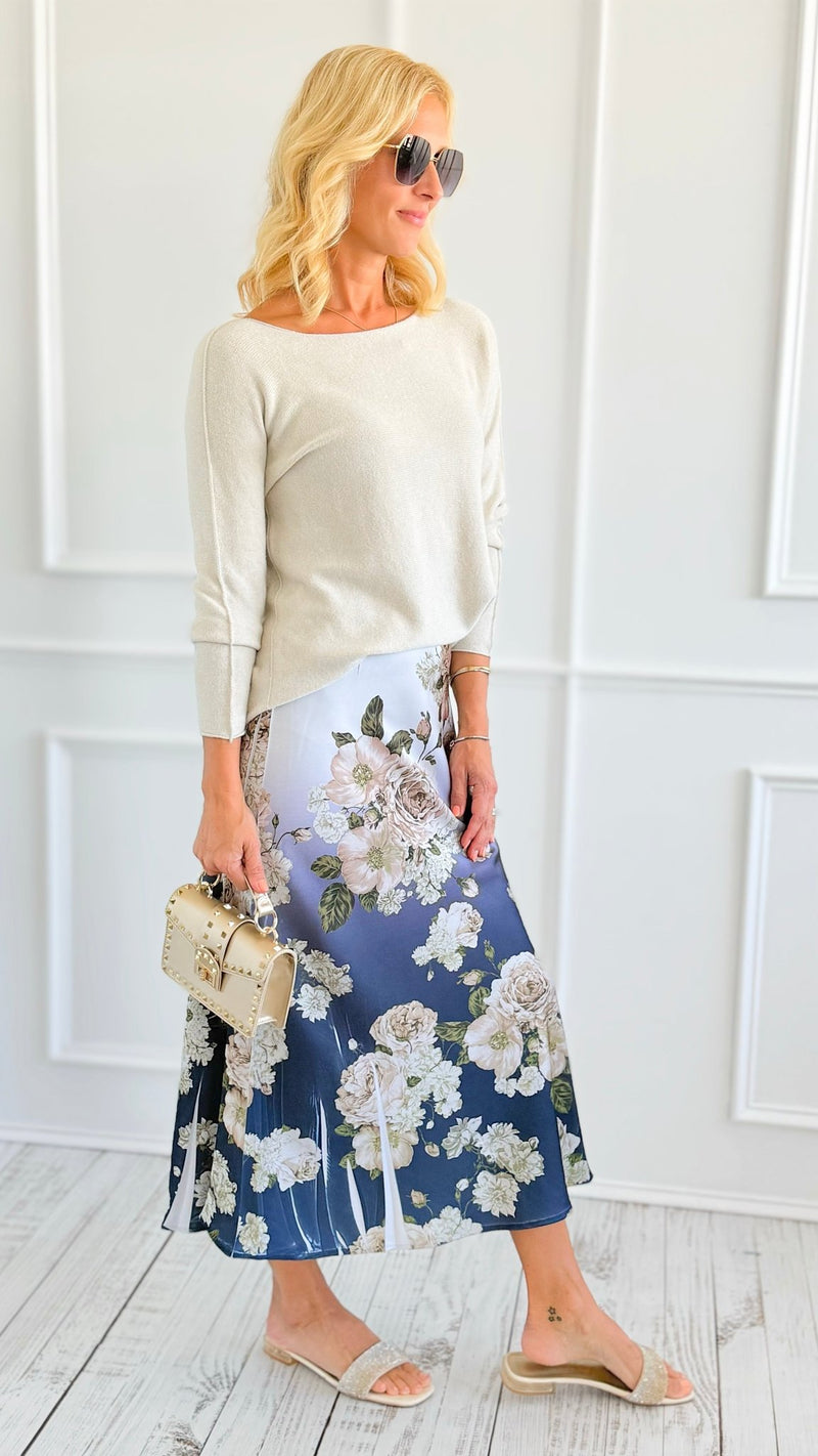 Evening Petal Satin Skirt-170 Bottoms-Origami Fashion Inc-Coastal Bloom Boutique, find the trendiest versions of the popular styles and looks Located in Indialantic, FL