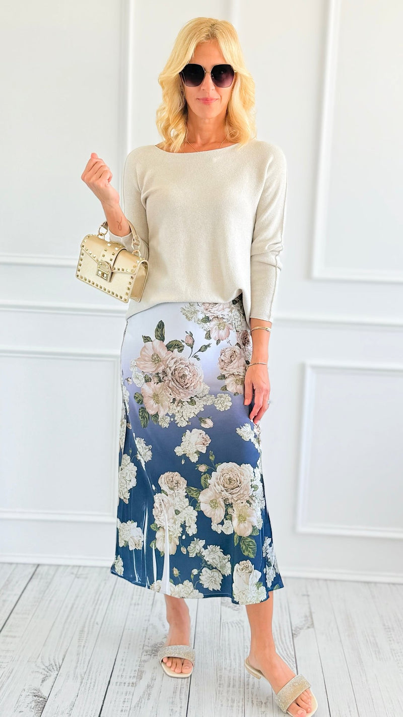 Evening Petal Satin Skirt-170 Bottoms-Origami Fashion Inc-Coastal Bloom Boutique, find the trendiest versions of the popular styles and looks Located in Indialantic, FL