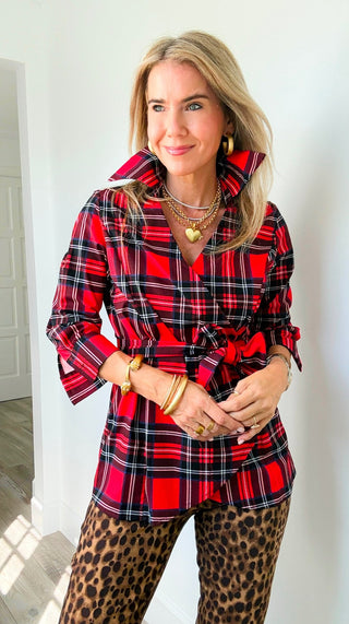 Everly Wrap Top – Highland Tartan