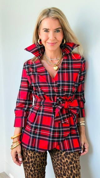 Everly Wrap Top – Highland Tartan