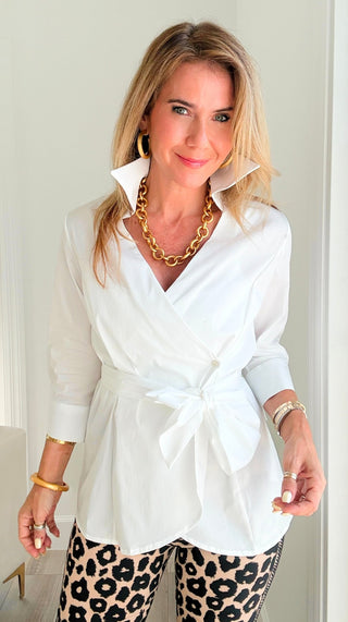 Everly Wrap Top – White