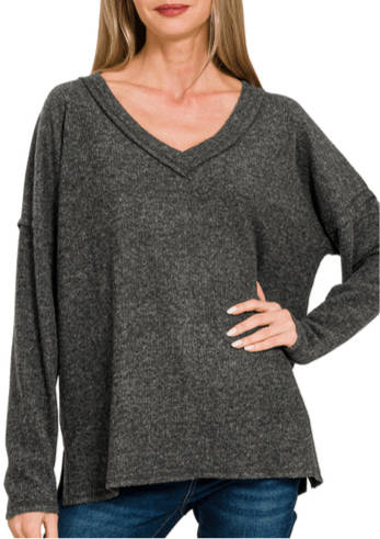 Everyday Ease Ribbed Top - Black-130 Long Sleeve Tops-Zenana-Coastal Bloom Boutique, find the trendiest versions of the popular styles and looks Located in Indialantic, FL