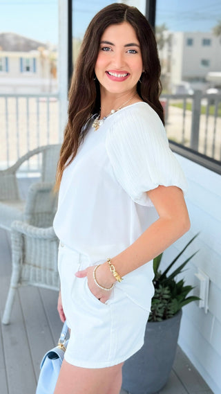 Everyday Ease Short Sleeve Top - Off White