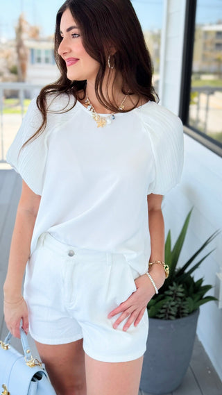 Everyday Ease Short Sleeve Top - Off White