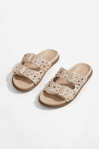 Everyday Edge Buckle Slides - Beige