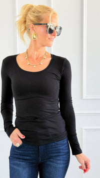 Everyday Essential Long Sleeve - Black-130 Long sleeve top-Active Basic-Coastal Bloom Boutique, find the trendiest versions of the popular styles and looks Located in Indialantic, FL