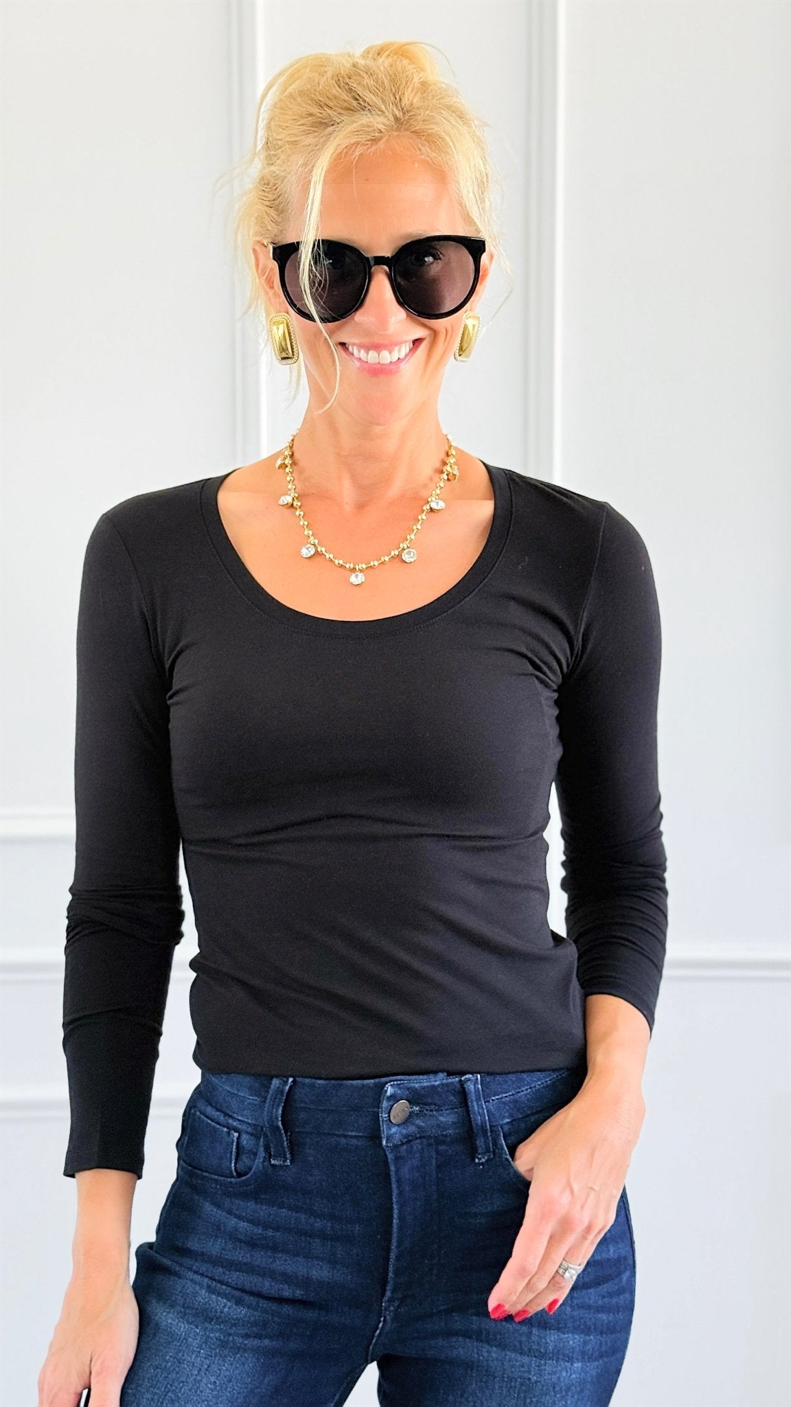 Everyday Essential Long Sleeve - Black-130 Long sleeve top-Active Basic-Coastal Bloom Boutique, find the trendiest versions of the popular styles and looks Located in Indialantic, FL
