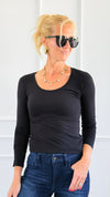 Everyday Essential Long Sleeve - Black-130 Long sleeve top-Active Basic-Coastal Bloom Boutique, find the trendiest versions of the popular styles and looks Located in Indialantic, FL