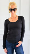 Everyday Essential Long Sleeve - Black-130 Long sleeve top-Active Basic-Coastal Bloom Boutique, find the trendiest versions of the popular styles and looks Located in Indialantic, FL