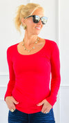 Everyday Essential Long Sleeve - Red Bold-130 Long sleeve top-Active Basic-Coastal Bloom Boutique, find the trendiest versions of the popular styles and looks Located in Indialantic, FL