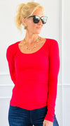 Everyday Essential Long Sleeve - Red Bold-130 Long sleeve top-Active Basic-Coastal Bloom Boutique, find the trendiest versions of the popular styles and looks Located in Indialantic, FL