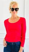 Everyday Essential Long Sleeve - Red Bold-130 Long sleeve top-Active Basic-Coastal Bloom Boutique, find the trendiest versions of the popular styles and looks Located in Indialantic, FL