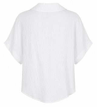 Everyday Linen Italian Button Front Top- White