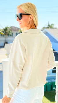 Everyday Luxe V-Neck - Oatmeal-110 Long Sleeve Tops-YELETE-Coastal Bloom Boutique, find the trendiest versions of the popular styles and looks Located in Indialantic, FL