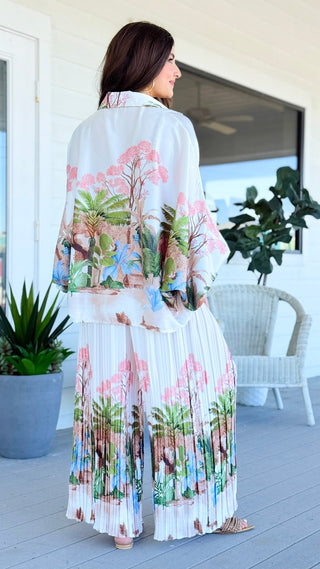 Exotic Jungle Pleated Italian Set - Off White