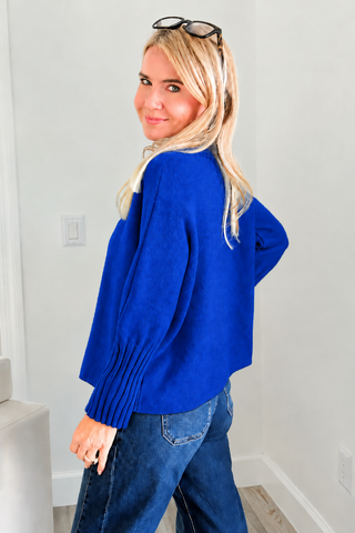 Break Free Long Sleeve Italian Sweater- Royal Blue