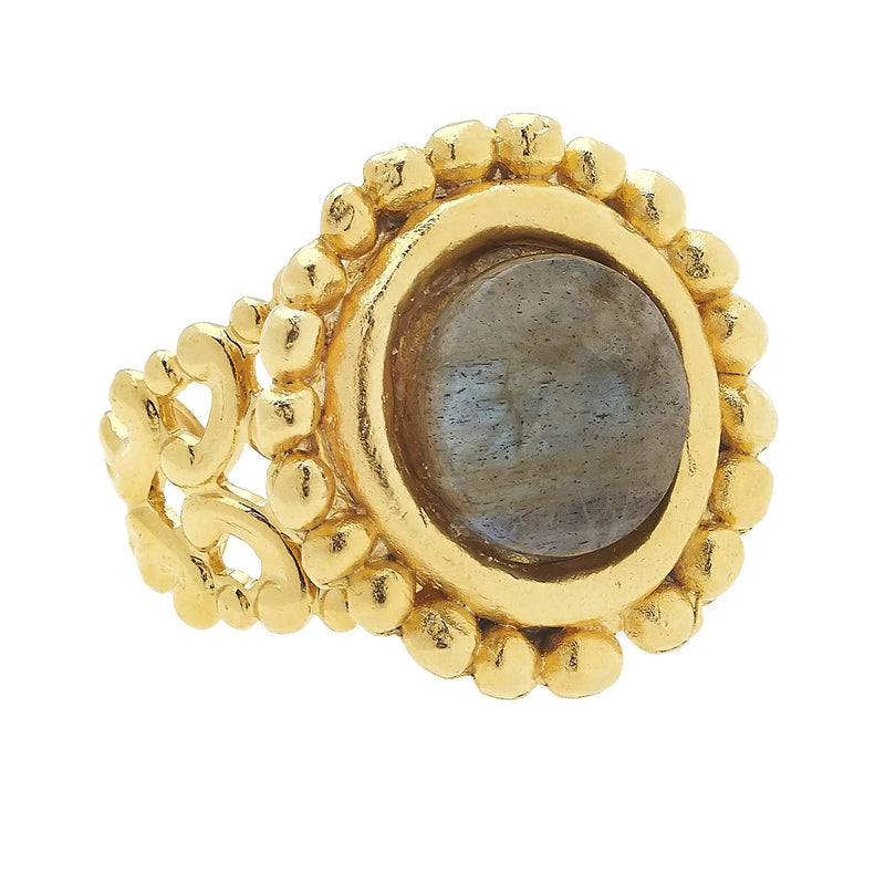 Handcast Gold and Labradorite Adjustable Ring - Susan Shaw-230 Jewelry-SUSAN SHAW-Coastal Bloom Boutique, find the trendiest versions of the popular styles and looks Located in Indialantic, FL