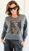 Fashion Feline Italian Sweatshirt-140 Sweaters-AZUL MONACO-Coastal Bloom Boutique, find the trendiest versions of the popular styles and looks Located in Indialantic, FL