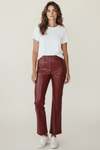 Faux Leather Pintuck Flared Trousers - Burgundy-170 Bottoms-Must Have-Coastal Bloom Boutique, find the trendiest versions of the popular styles and looks Located in Indialantic, FL