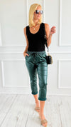 Fauxever Cool Italian Joggers-Emerald-100 Pants-BONITO SRL-Coastal Bloom Boutique, find the trendiest versions of the popular styles and looks Located in Indialantic, FL