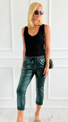 Fauxever Cool Italian Joggers-Emerald-100 Pants-BONITO SRL-Coastal Bloom Boutique, find the trendiest versions of the popular styles and looks Located in Indialantic, FL