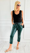 Fauxever Cool Italian Joggers-Emerald-100 Pants-BONITO SRL-Coastal Bloom Boutique, find the trendiest versions of the popular styles and looks Located in Indialantic, FL