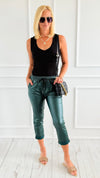Fauxever Cool Italian Joggers-Emerald-100 Pants-BONITO SRL-Coastal Bloom Boutique, find the trendiest versions of the popular styles and looks Located in Indialantic, FL