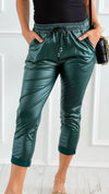 Fauxever Cool Italian Joggers-Emerald-100 Pants-BONITO SRL-Coastal Bloom Boutique, find the trendiest versions of the popular styles and looks Located in Indialantic, FL